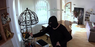 Burglar fucks rough & deep Rebecca Volpetti & feeds his cum