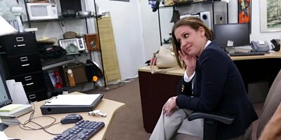 Big tittied milf gets fucked at the pawnshop in exchange of cash