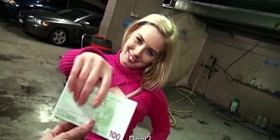 European girl Ellen fucked in car garage