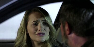 Sad fellow seduced by blonde barmaid with round assets