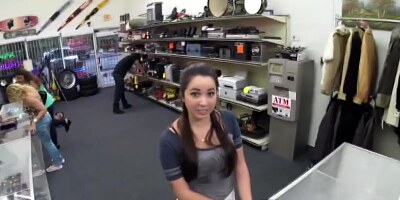 Beautiful and sexy college teen gets banged hard at the pawnshop