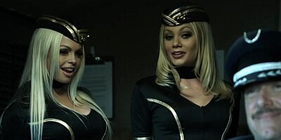 Busty stewardess Katsuni crazy threesome