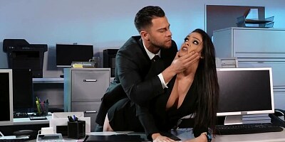 Two hot secretaries are being fucked by their boss