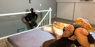 Ultra-Kinky stud is observing his gigantic caboose wifey pulverizing a neighbor and wanking off to that