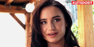 Horny gal takes muscular gardener's dong outdoors