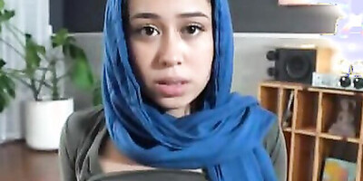 POV pretty Muslim girl sits her pussy on the giant schlong POV style