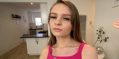 Cute girl is giving a hot blowjob in POV-style video