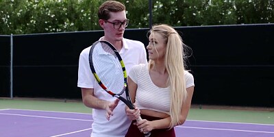 Natalia Starr gets fucked on the tennis court by her coach
