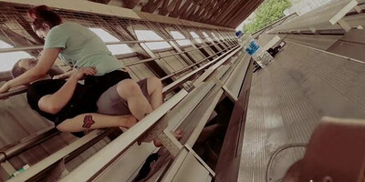 Hidden camera caught an amateur couple having sex in public