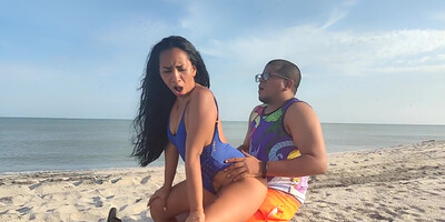 My Step-sister Takes My Virginity On The Beach. She Has A Very Delicious And Tight Pussy