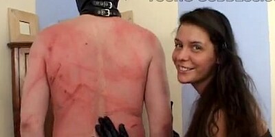 Russian dominatrix extreme whipping & heel trampling slave