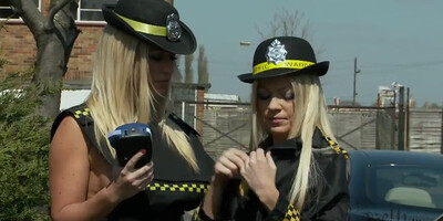 Two amazing blonde cops are getting screwed by a gifted stud
