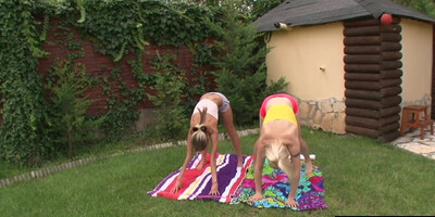 Amazing lesbians are outdoors when they get naughty