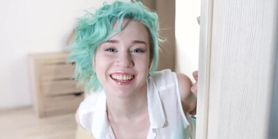 Young man drills the skinny emo girl's rear