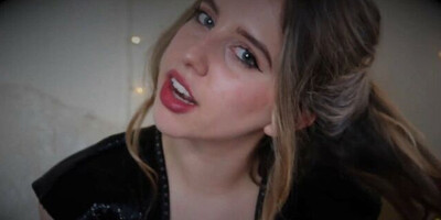 Solo blonde mistress gives JOI and teases while wrapped in a black outfit