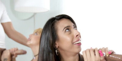 Buddies fuck the bitchy stepdaughters instead of going on dates