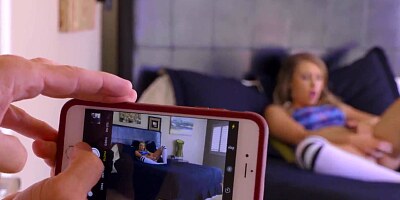 Young lesbian Harley Jade rides gf's brother big cock