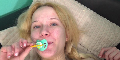 Blonde in baby clothes gets fucked hard