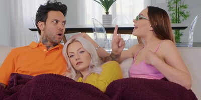 Naughty redhead flirts with sister's BF and fucks him