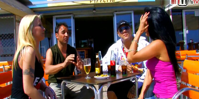 Hot Foursome On The Beach With Two Horny Slim Spanish Latinas And Two Dirty Guys