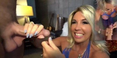 Gorgeous blonde MILF is being filmed while having some wild sex