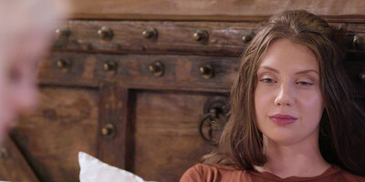 Romantic tension between Dr. Charlotte Stokely and Elena Koshka turns into tender intercourse of two pussies