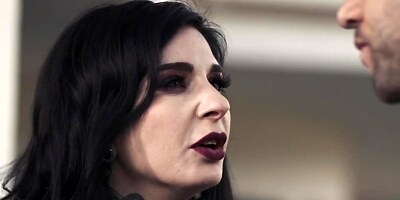 Young woman in a fur coat makes pass at dumped man and sucks him