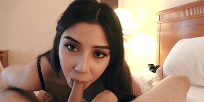 Beautiful teen Camila surprises her boyfriend with her shaved pussy