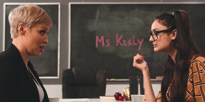 Ryan Keely and student Eliza Ibarra have lesbian sex in class