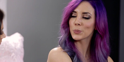 Lesbians AJ Applegate and Mia Malkova kiss and slowly caress