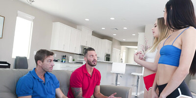 Babes Anna Claire Clouds and Jazmin Luv comfort their stepdads