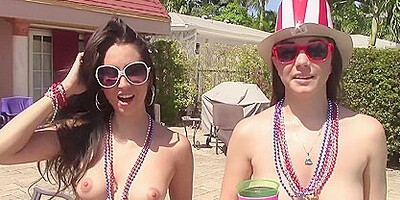 Fucking Two Hot Babes By The Pool