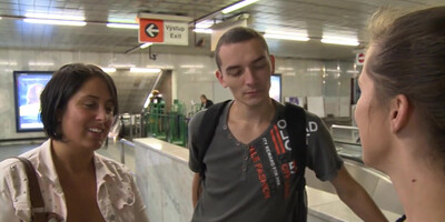 Brunette Big Tits Girl Sucks Dick Front Of Her Bf