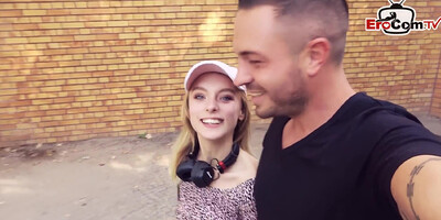 Young Petite College Teen Public Pick Up From German Guy For Date