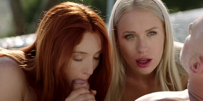 Hellcat Perfect Redhead Is Seduced On Vacation By A Couple - Fellatio