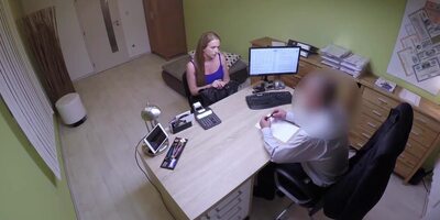 The agent fucks a cute student before approving a loan