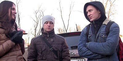 Young woman strips because guys give her money to feel her up