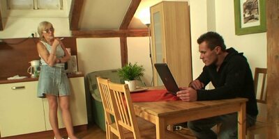 Very old girlfriend's mother gets fucked on the table