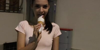 Skinny gal gets naked and gets off during masturbation