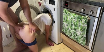 HELP MY NEIGHBOR WITH THE WASHING MACHINE TO FUCK HER HARD