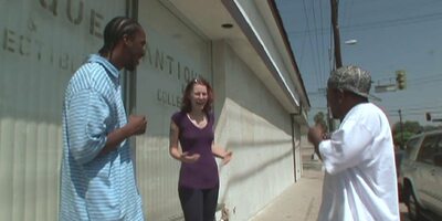 Horny redheads can get it hard by two blacks