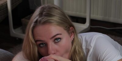 Cute German Teen Gives Me Head After Work - Close Up Blowjob