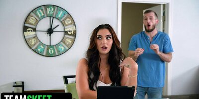 Clumsy Hot Assed Gorgeous Brunette Always Gets Stuck