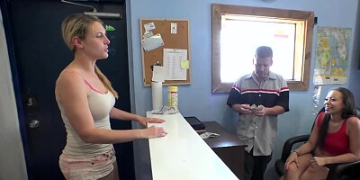 Threesome with this young lady ends up with an explosive bang