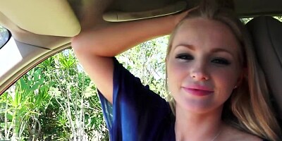 Flirtatious girl chooses to go out for a drive and have sex