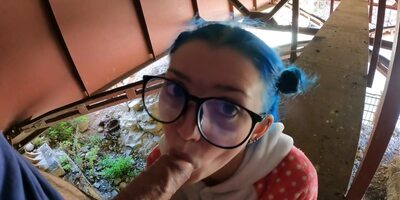Schoolgirl With Blue Hair And Glasses After School Having Sex Under The Hello Kiti Bridge