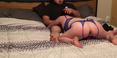 Slave In Blue Lingerie Spanked Hard Before Anal Cream Pie