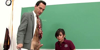 When she doesn't do her homework, the teacher is willing to punish her