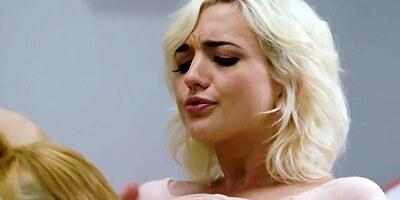 Physical exam at the doctor's office deviates into lesbian licking
