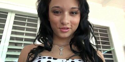 Little Bailey shows her tight pussy outdoors